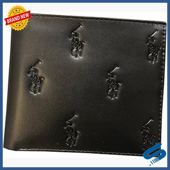 Leather Bifold Wallet with All Over Pony Print